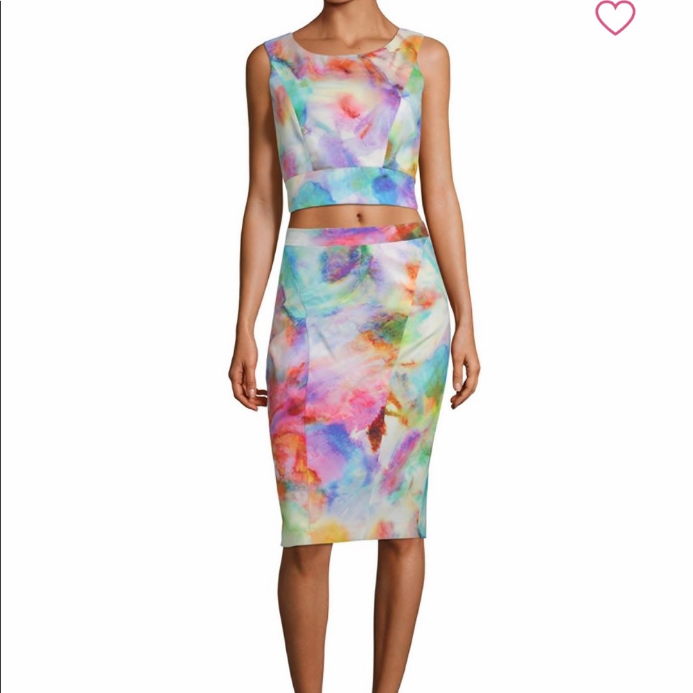 Black Hallo Jasper printed top and skirt set